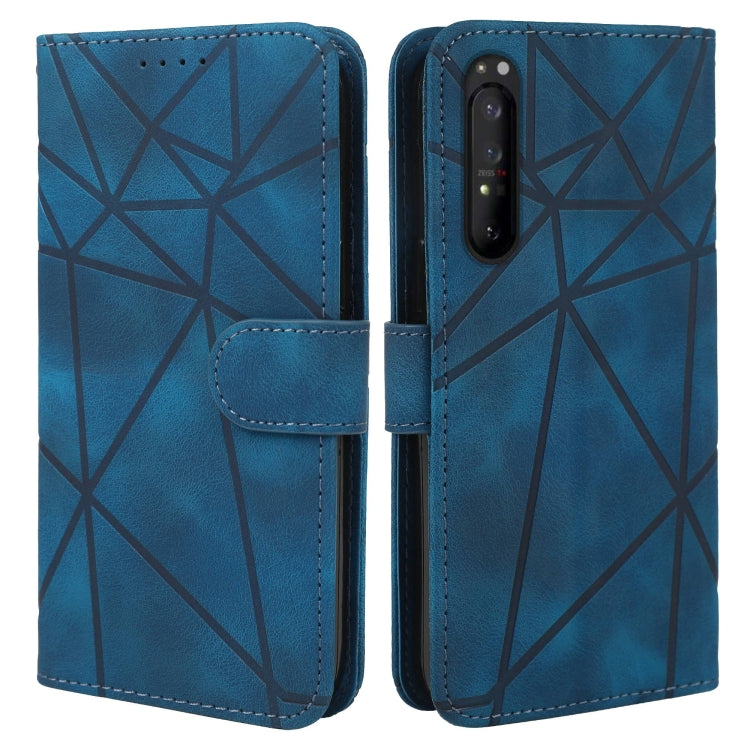 For Sony Xperia 1 II Skin Feel Geometric Lines Leather Phone Case