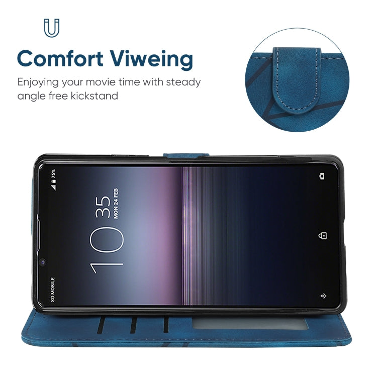 For Sony Xperia 1 II Skin Feel Geometric Lines Leather Phone Case