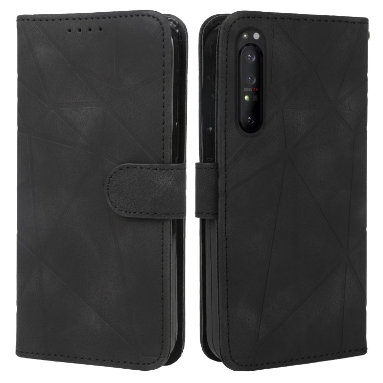 For Sony Xperia 1 IV Skin Feel Geometric Lines Leather Phone Case