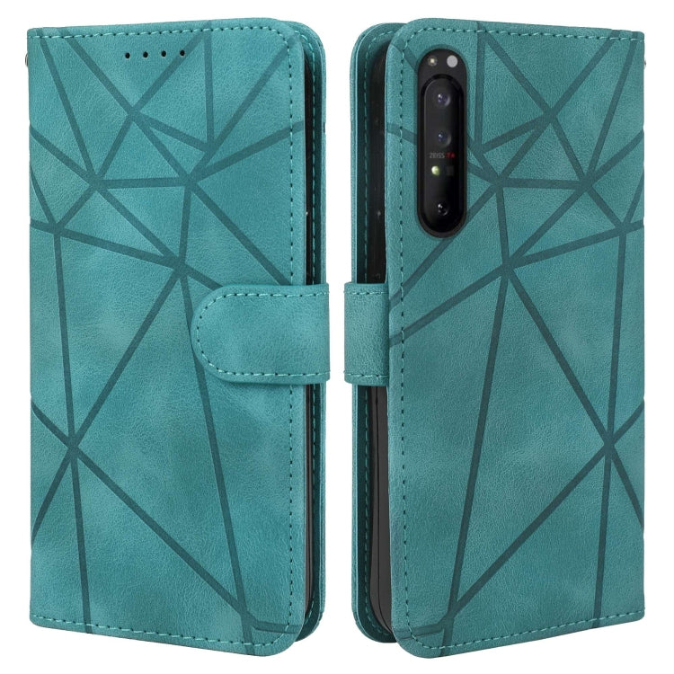 For Sony Xperia 1 IV Skin Feel Geometric Lines Leather Phone Case