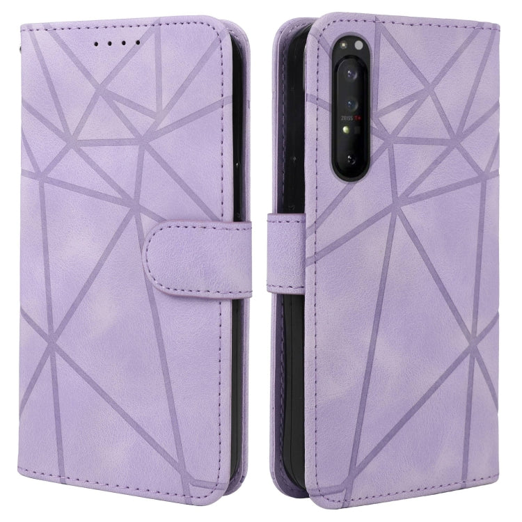 For Sony Xperia 1 IV Skin Feel Geometric Lines Leather Phone Case