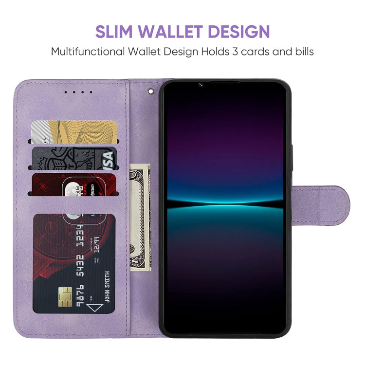 For Sony Xperia 1 IV Skin Feel Geometric Lines Leather Phone Case