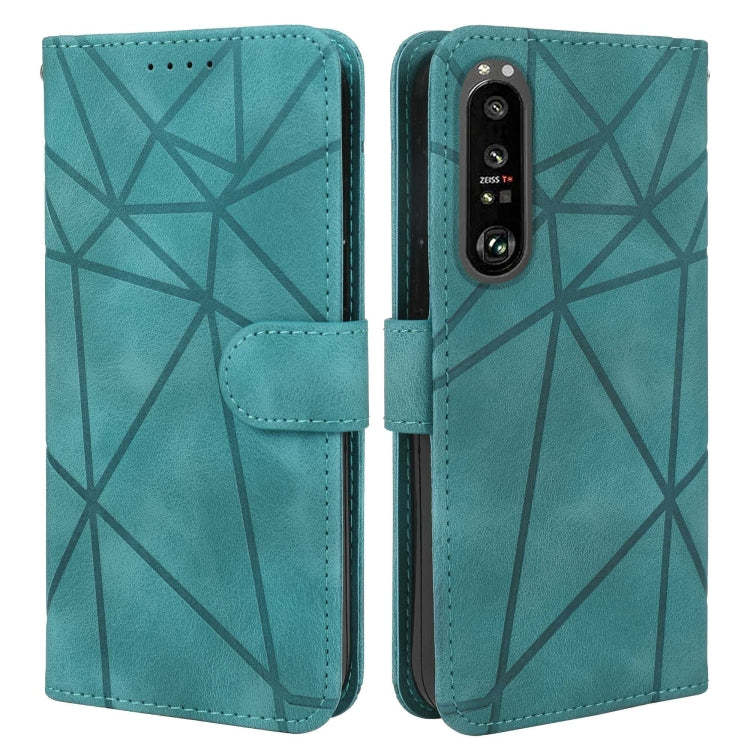 For Sony Xperia 1 III Skin Feel Geometric Lines Leather Phone Case