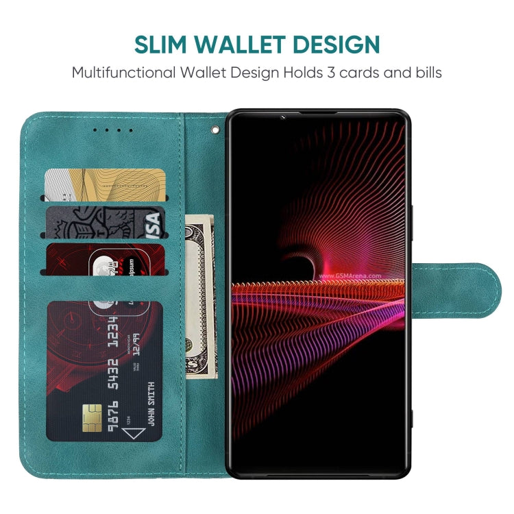 For Sony Xperia 1 III Skin Feel Geometric Lines Leather Phone Case