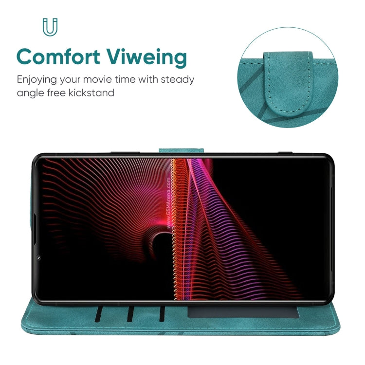For Sony Xperia 1 III Skin Feel Geometric Lines Leather Phone Case