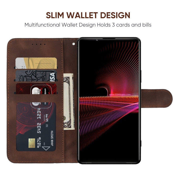For Sony Xperia 1 III Skin Feel Geometric Lines Leather Phone Case
