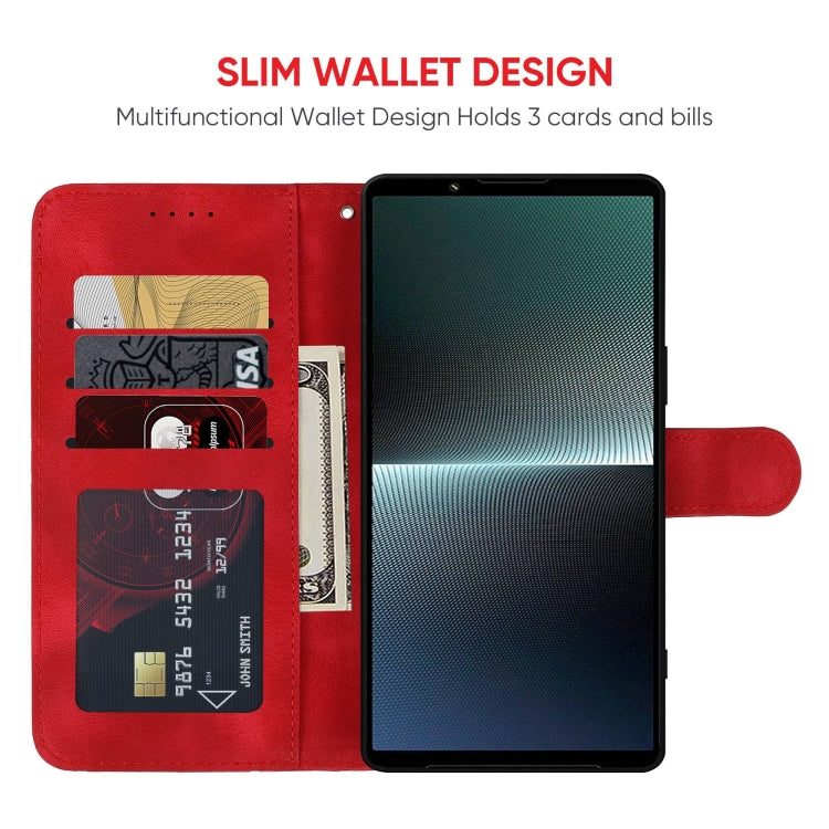 For Sony Xperia 1 V 2023 Skin Feel Geometric Lines Leather Phone Case