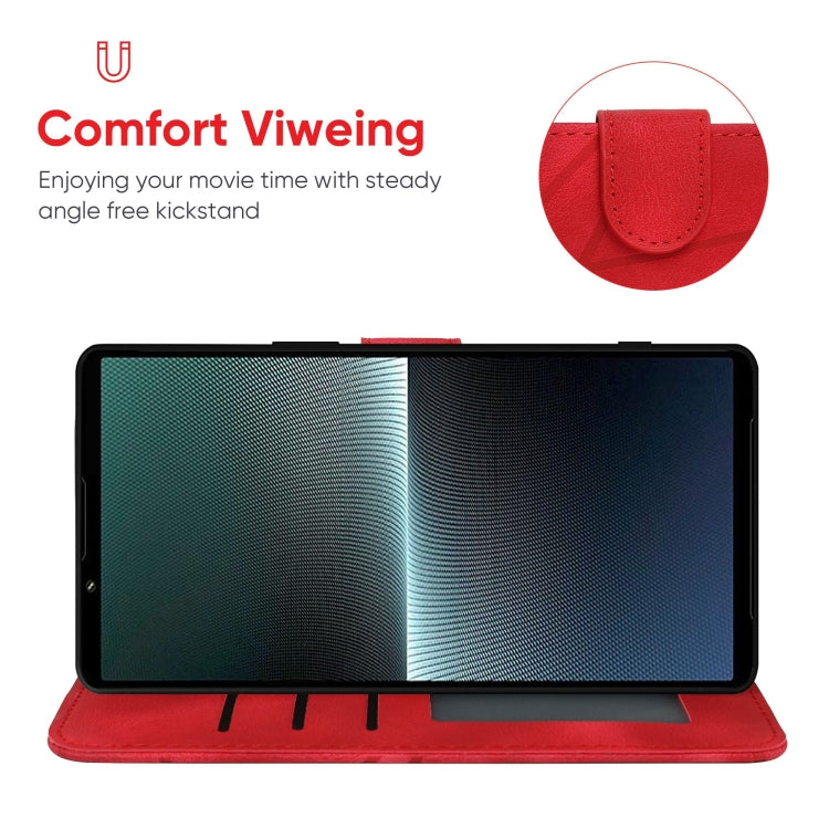 For Sony Xperia 1 V 2023 Skin Feel Geometric Lines Leather Phone Case