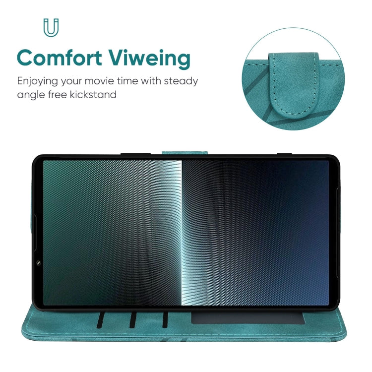 For Sony Xperia 1 V 2023 Skin Feel Geometric Lines Leather Phone Case