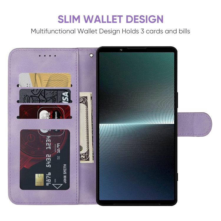 For Sony Xperia 1 V 2023 Skin Feel Geometric Lines Leather Phone Case
