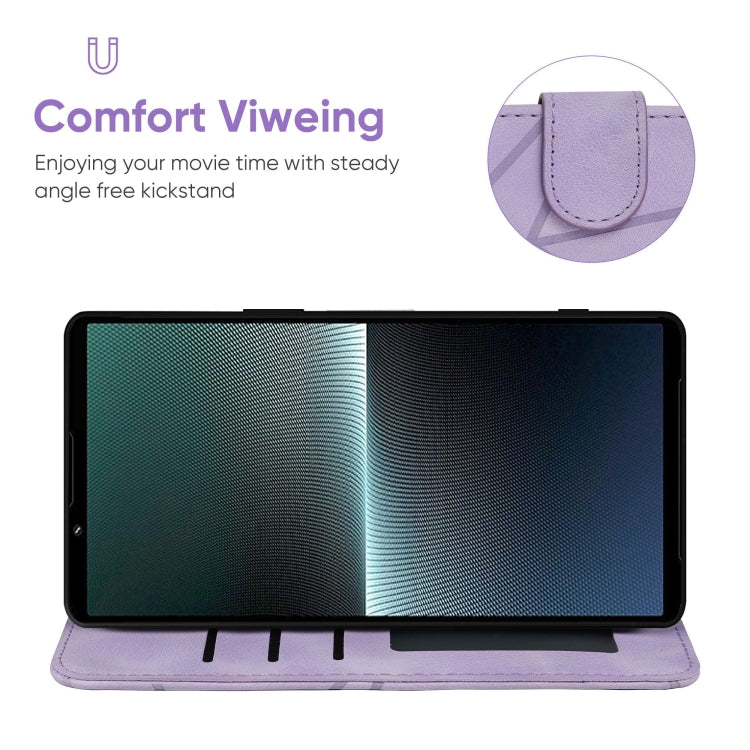 For Sony Xperia 1 V 2023 Skin Feel Geometric Lines Leather Phone Case
