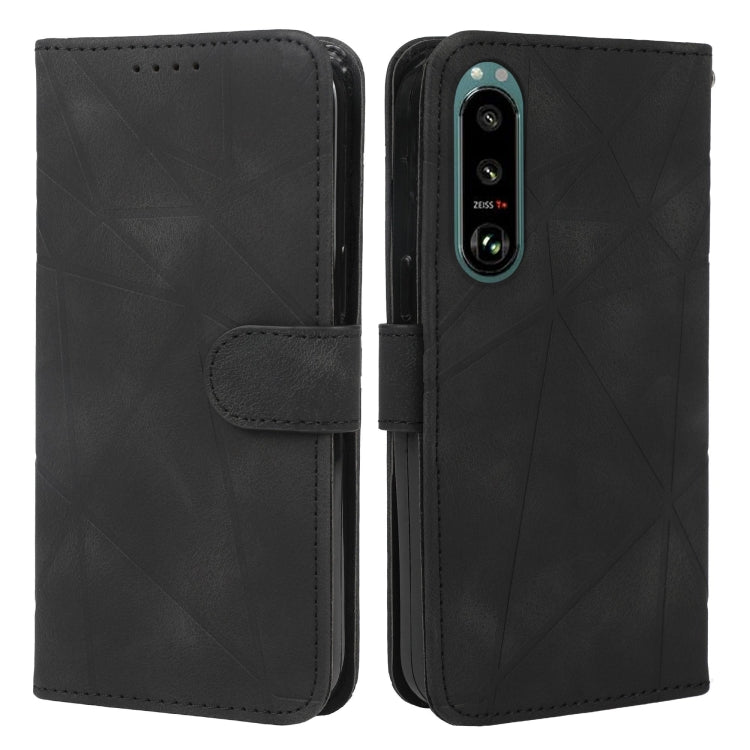 For Sony Xperia 5 III Skin Feel Geometric Lines Leather Phone Case