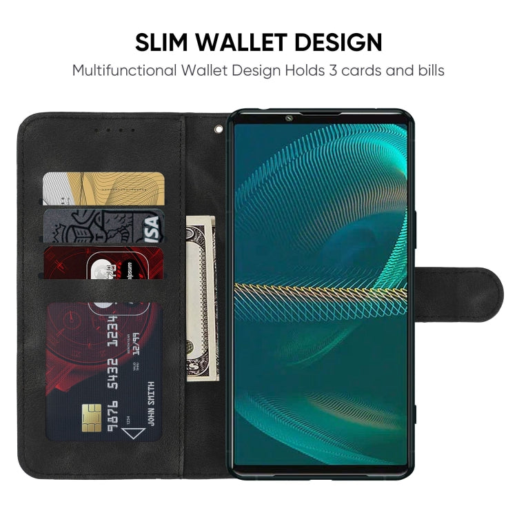 For Sony Xperia 5 III Skin Feel Geometric Lines Leather Phone Case