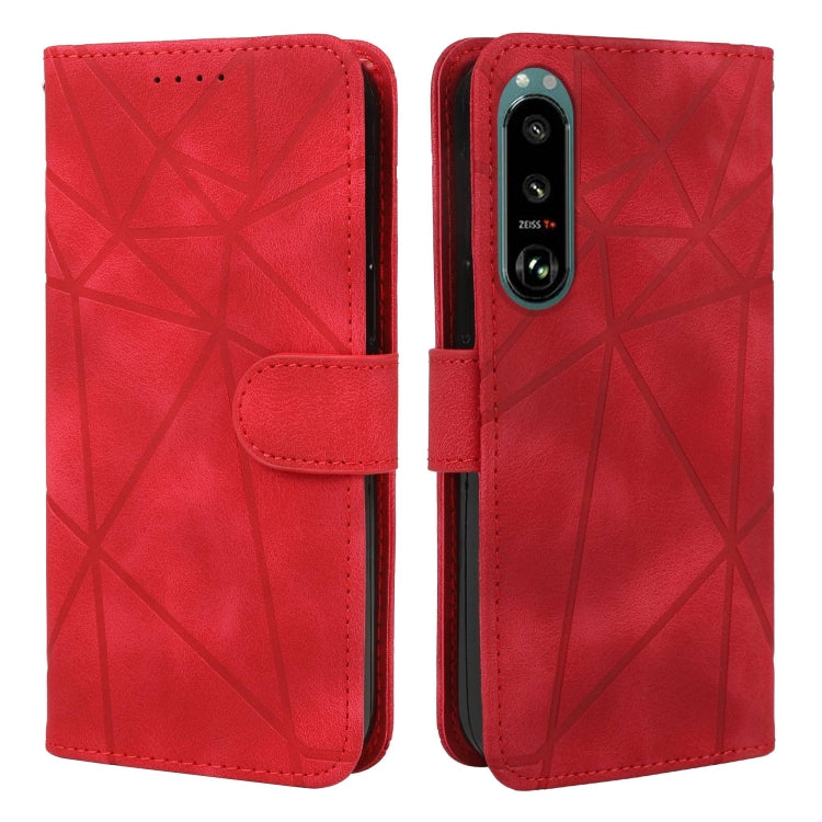 For Sony Xperia 5 III Skin Feel Geometric Lines Leather Phone Case