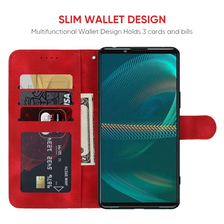 For Sony Xperia 5 III Skin Feel Geometric Lines Leather Phone Case