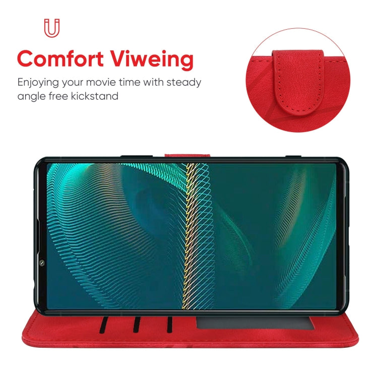 For Sony Xperia 5 III Skin Feel Geometric Lines Leather Phone Case