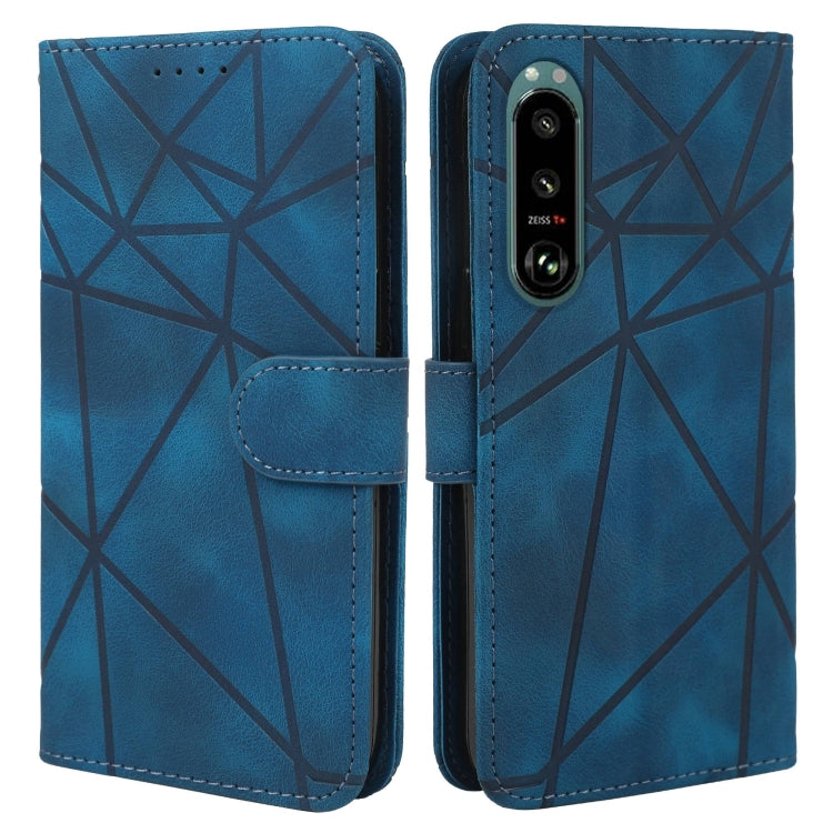 For Sony Xperia 5 III Skin Feel Geometric Lines Leather Phone Case