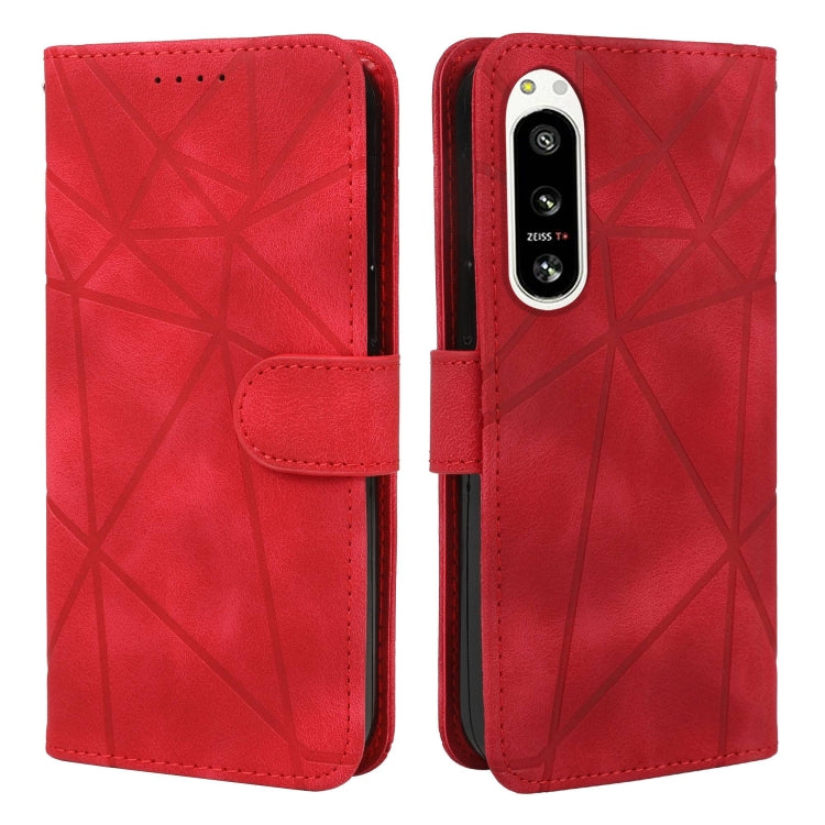 For Sony Xperia 5 IV Skin Feel Geometric Lines Leather Phone Case