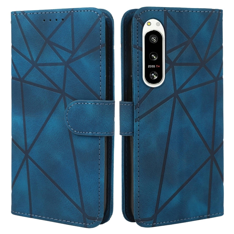 For Sony Xperia 5 IV Skin Feel Geometric Lines Leather Phone Case