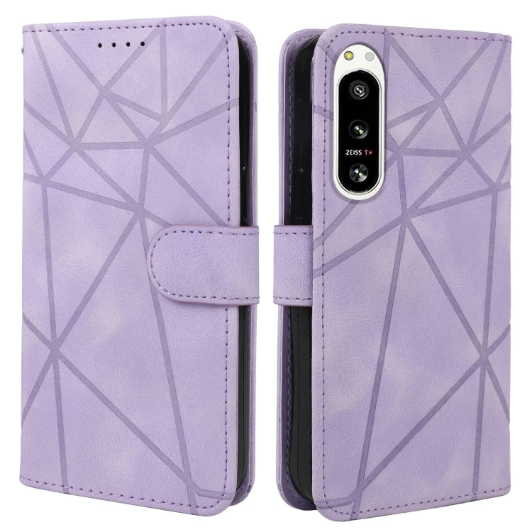 For Sony Xperia 5 IV Skin Feel Geometric Lines Leather Phone Case