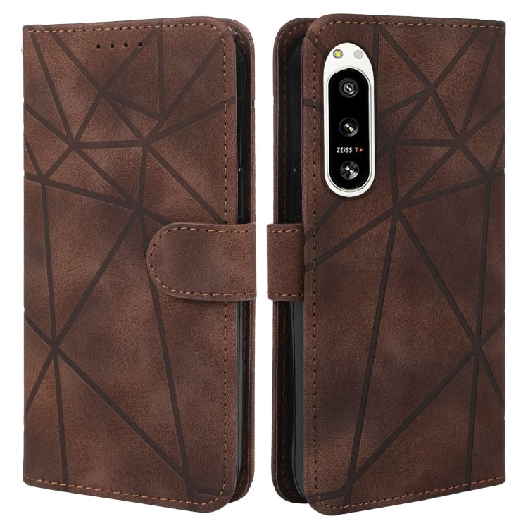 For Sony Xperia 5 IV Skin Feel Geometric Lines Leather Phone Case