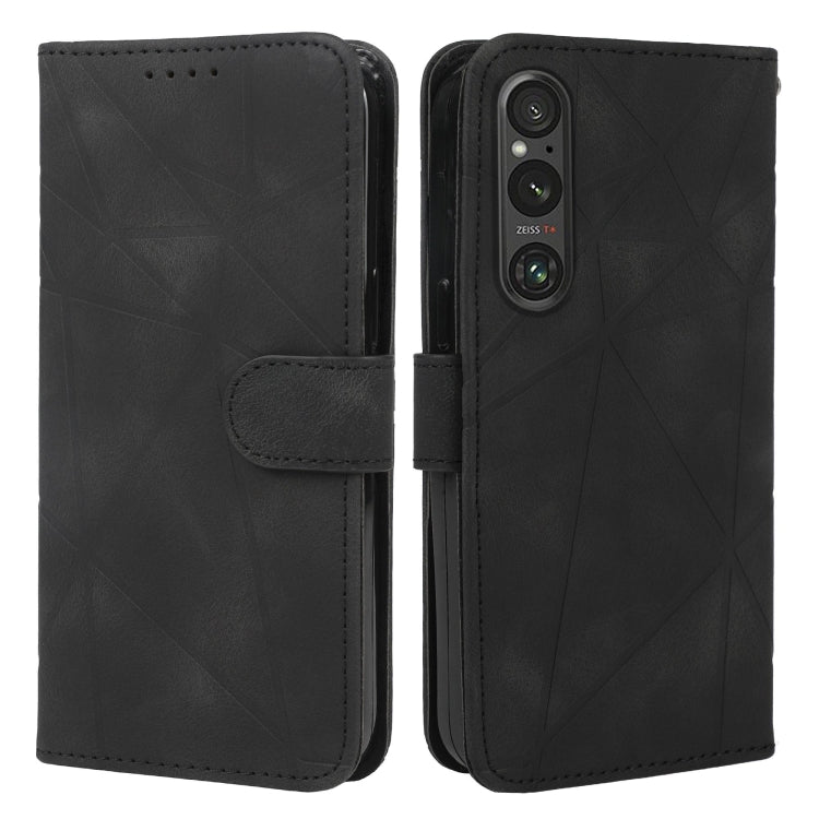 For Sony Xperia 5 V Skin Feel Geometric Lines Leather Phone Case