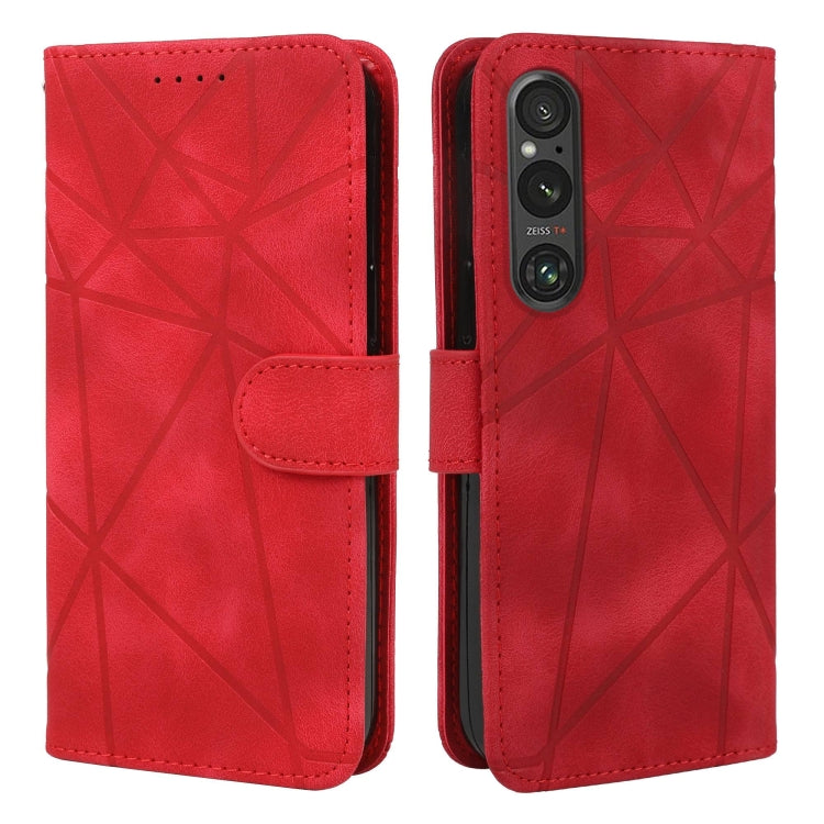 For Sony Xperia 5 V Skin Feel Geometric Lines Leather Phone Case