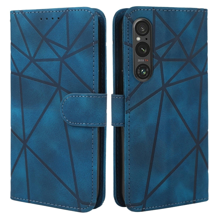 For Sony Xperia 5 V Skin Feel Geometric Lines Leather Phone Case