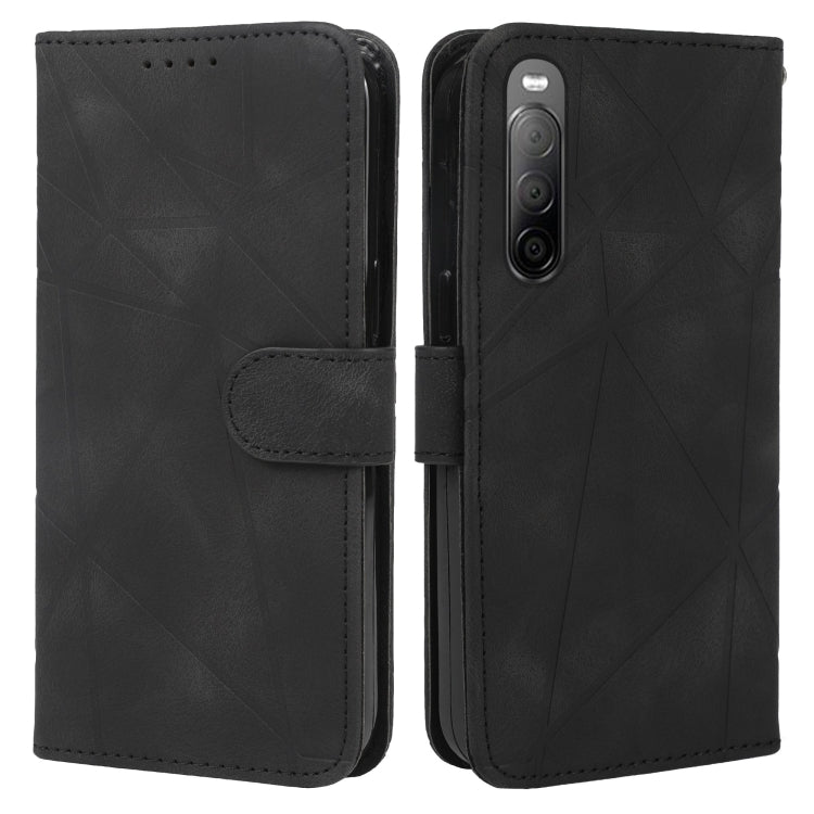 For Sony Xperia 10 III Skin Feel Geometric Lines Leather Phone Case
