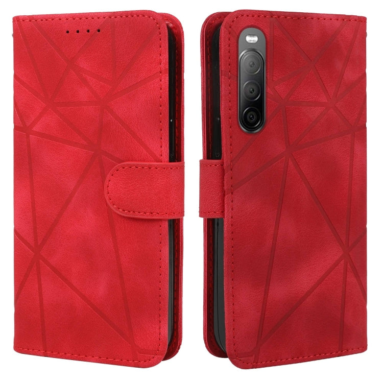 For Sony Xperia 10 III Skin Feel Geometric Lines Leather Phone Case