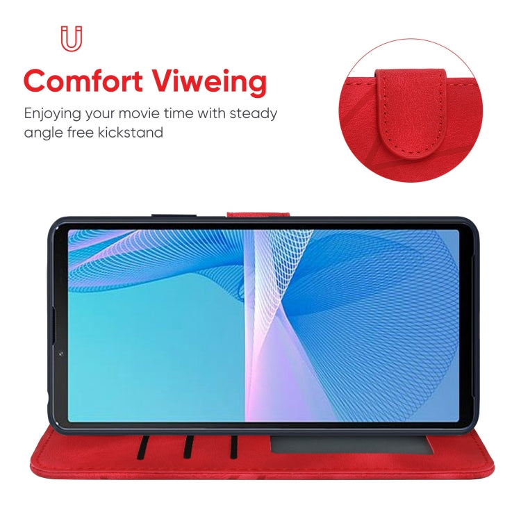 For Sony Xperia 10 III Skin Feel Geometric Lines Leather Phone Case