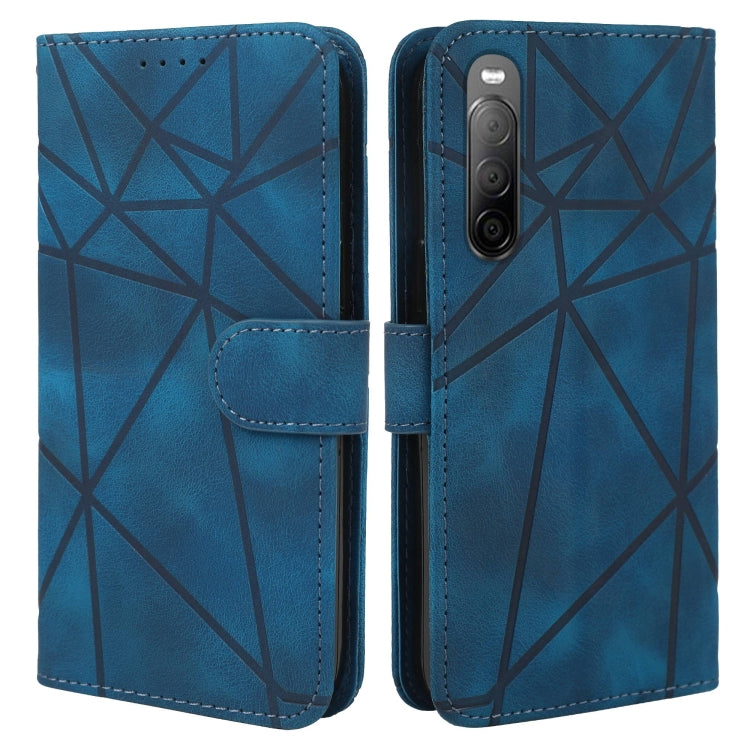 For Sony Xperia 10 III Skin Feel Geometric Lines Leather Phone Case