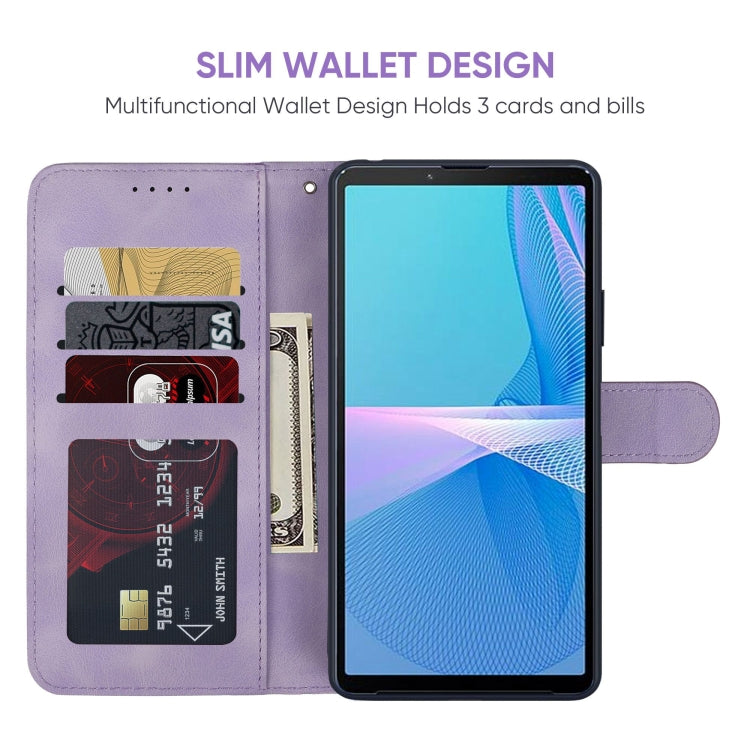 For Sony Xperia 10 III Skin Feel Geometric Lines Leather Phone Case