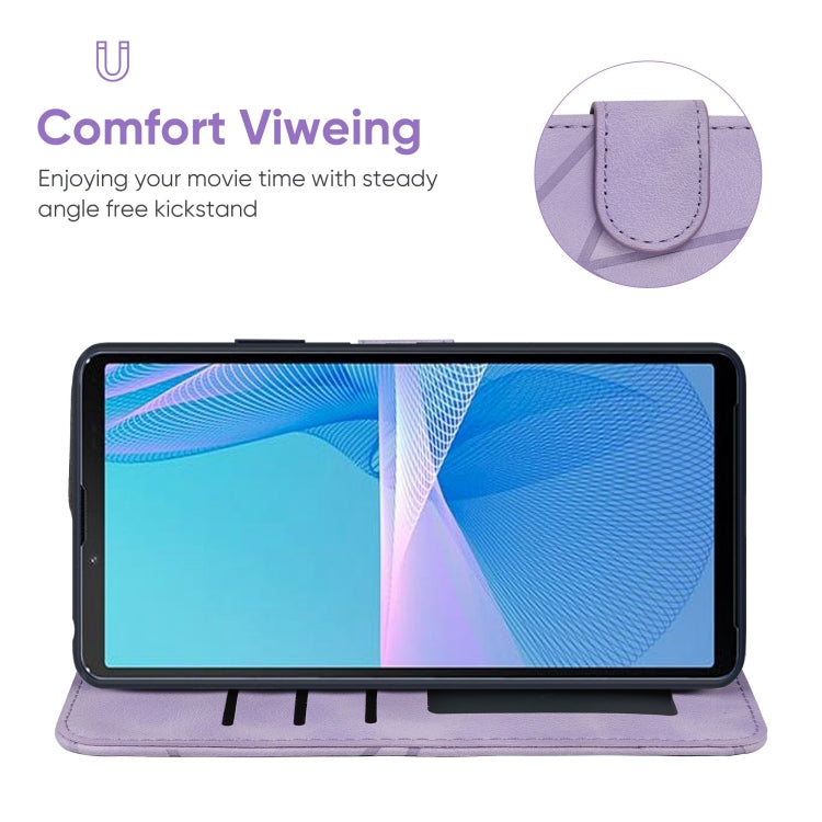 For Sony Xperia 10 III Skin Feel Geometric Lines Leather Phone Case