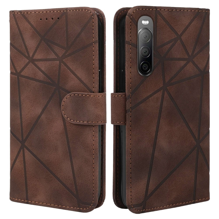 For Sony Xperia 10 III Skin Feel Geometric Lines Leather Phone Case