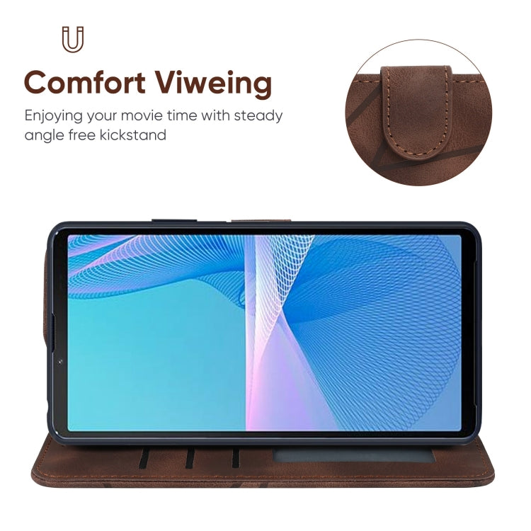 For Sony Xperia 10 III Skin Feel Geometric Lines Leather Phone Case