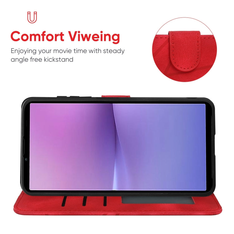 For Sony Xperia 10 V Skin Feel Geometric Lines Leather Phone Case