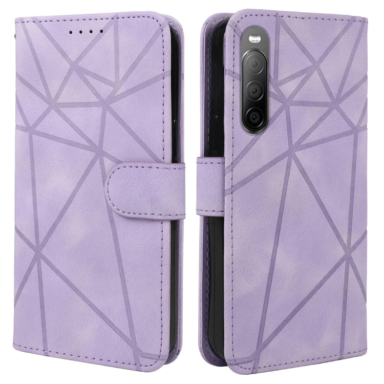 For Sony Xperia 10 V Skin Feel Geometric Lines Leather Phone Case