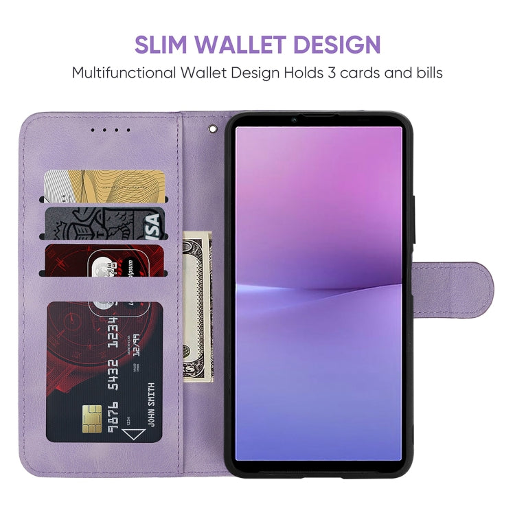 For Sony Xperia 10 V Skin Feel Geometric Lines Leather Phone Case