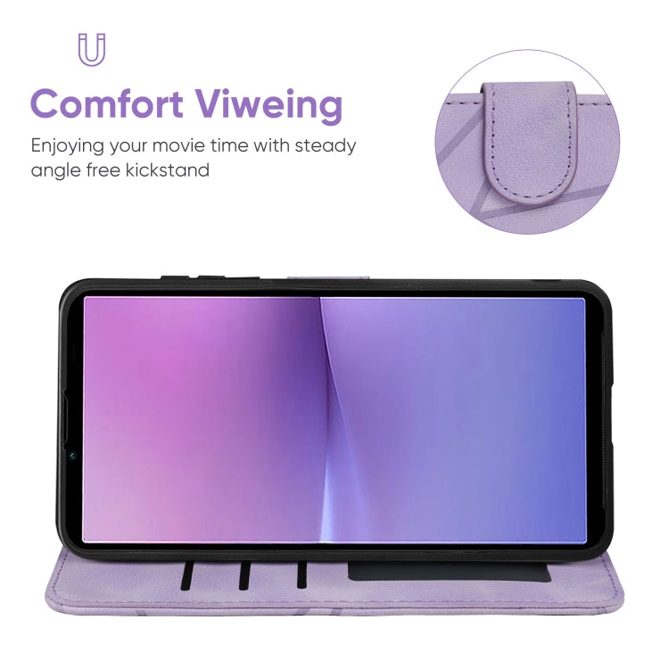 For Sony Xperia 10 V Skin Feel Geometric Lines Leather Phone Case