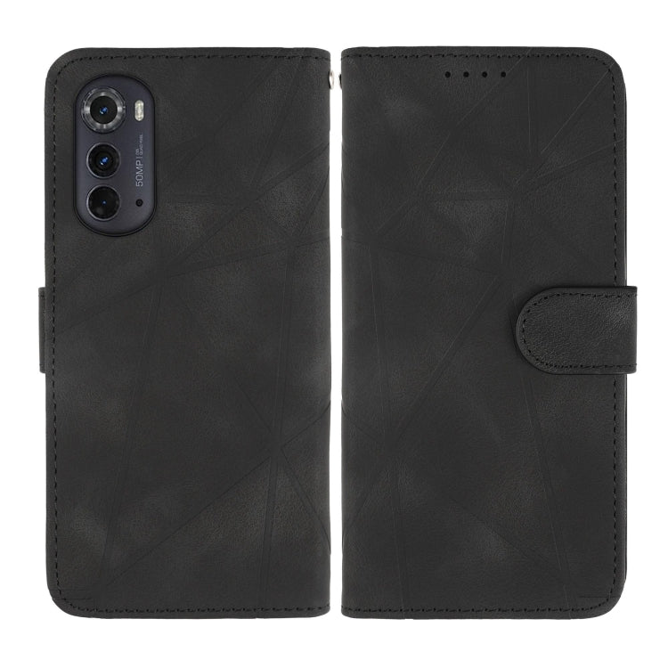For Motorola Edge 2022 Skin Feel Geometric Lines Leather Phone Case