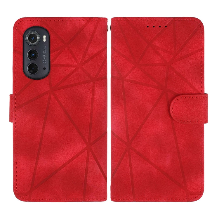 For Motorola Edge 2022 Skin Feel Geometric Lines Leather Phone Case