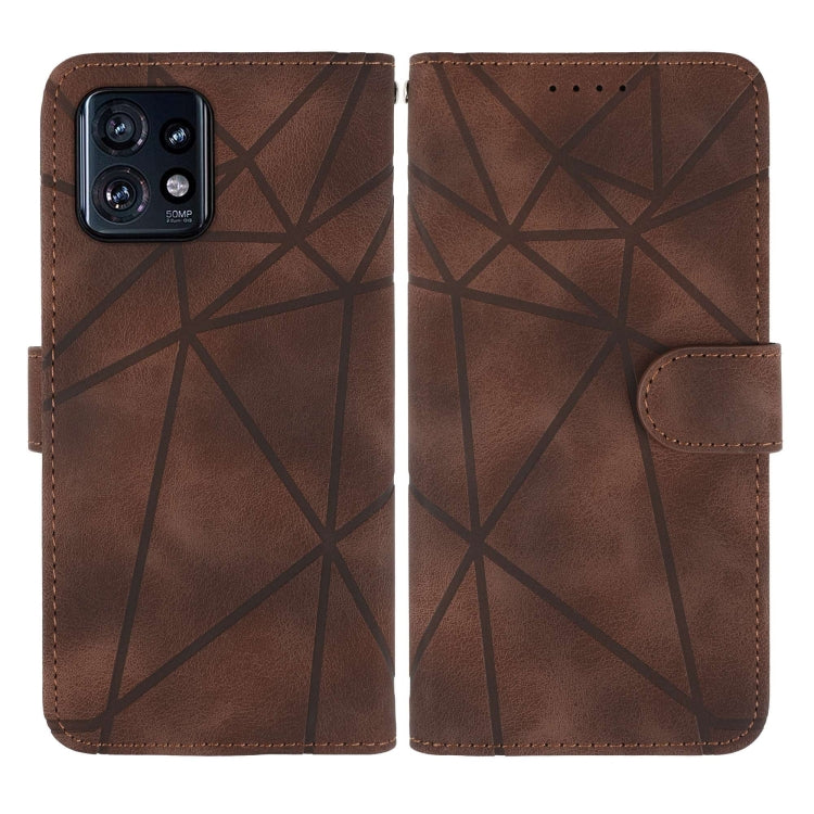 For Motorola Edge+ 2023 Skin Feel Geometric Lines Leather Phone Case