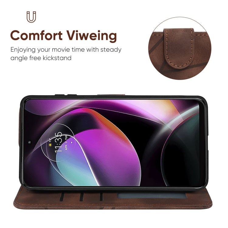 For Motorola Moto G 5G 2022 Skin Feel Geometric Lines Leather Phone Case