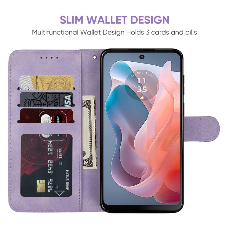 For Motorola Moto G Play 4G 2024 Skin Feel Geometric Lines Leather Phone Case