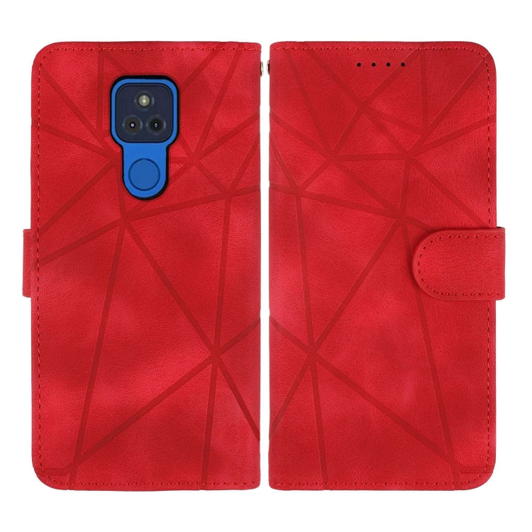 For Motorola Moto G Play 2021 Skin Feel Geometric Lines Leather Phone Case