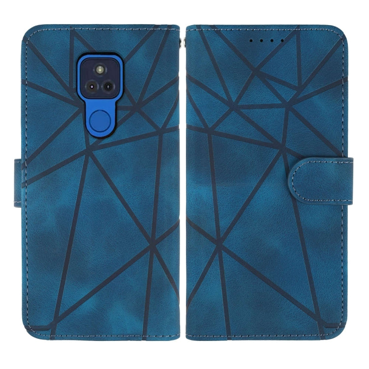For Motorola Moto G Play 2021 Skin Feel Geometric Lines Leather Phone Case