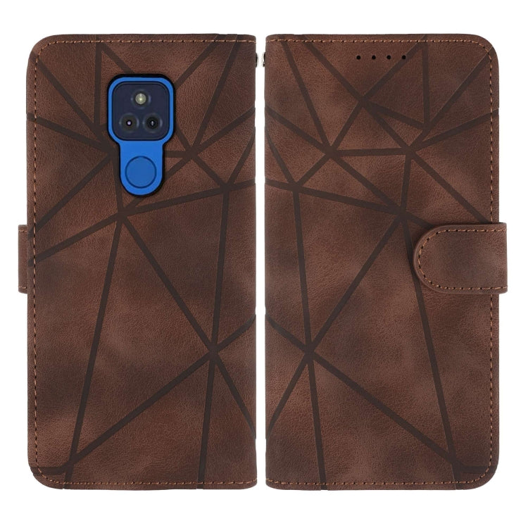 For Motorola Moto G Play 2021 Skin Feel Geometric Lines Leather Phone Case