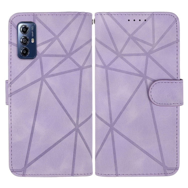 For Motorola Moto G Play 2023 Skin Feel Geometric Lines Leather Phone Case