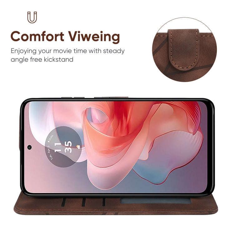 For Motorola Moto G Power 5G 2024 Skin Feel Geometric Lines Leather Phone Case